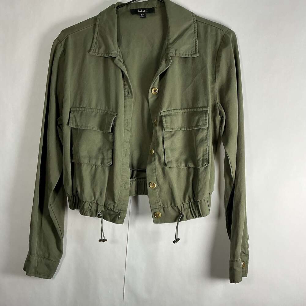 Lulus Olive Green Tencel Cropped Utility Jacket Size XS
